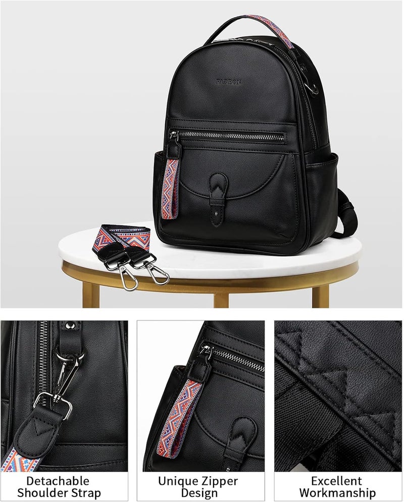 FADEON Mini Backpack Purse for Women, Designer Leather Cute Roomly Small Backpacks, Ladies Shoulder Backpack Fashion Handbag - Image 5